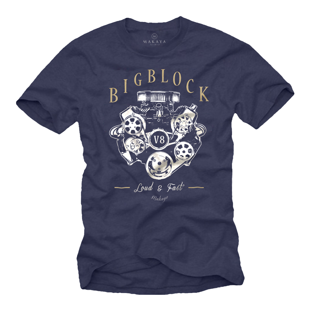 Herren T-Shirt V8 Big Block - Geschenke für Autoliebhaber