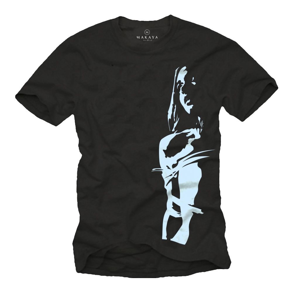 Herren T-Shirt mit Aufdruck schwarz Motiv iceblau