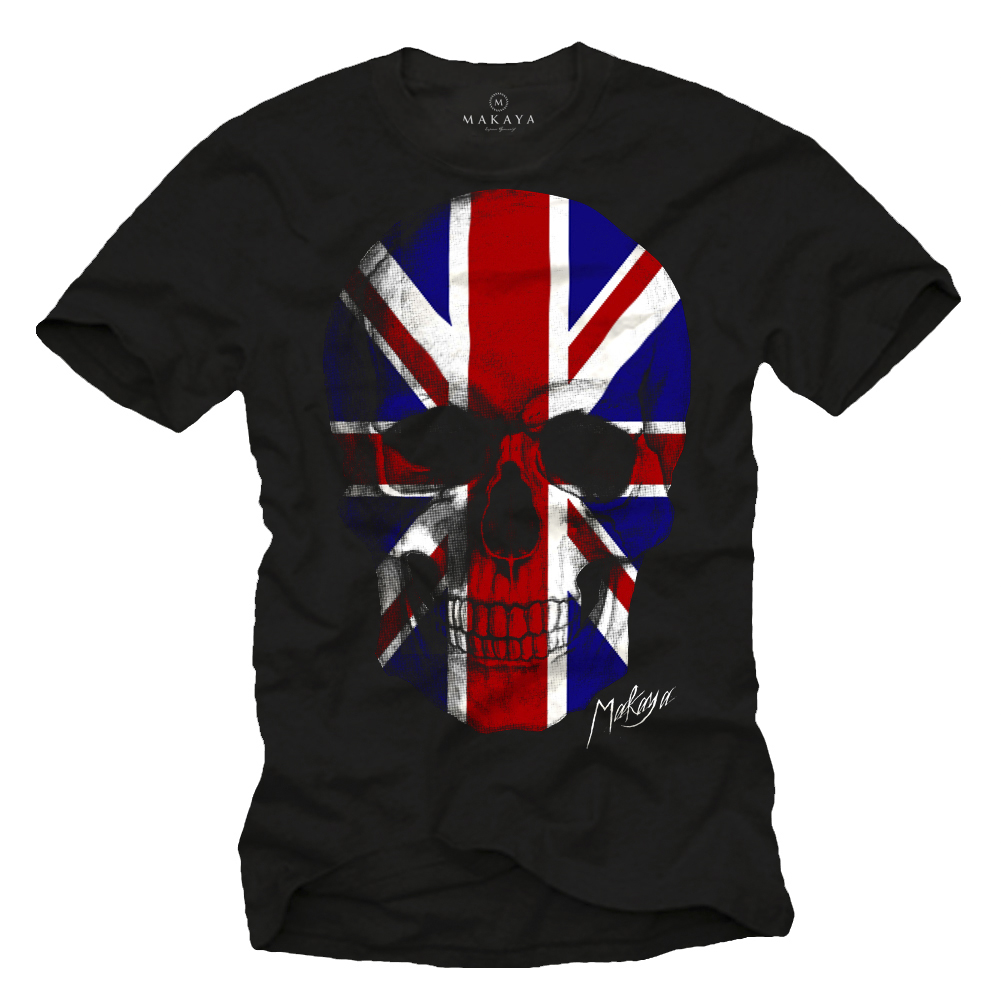 Totenkopf T-Shirt mit Union Jack Flagge Herren