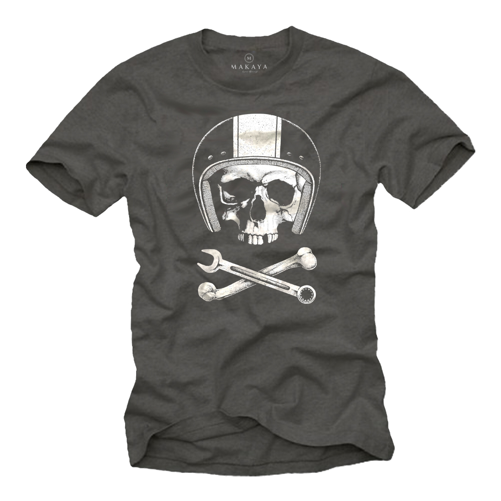 Herren T-Shirt Motiv für Motorradfahrer - Mechanic Skull
