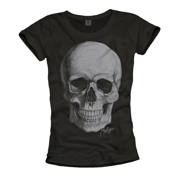 Totenkopf Shirt, Damen Totenkopf Shirt, Rindsleder Totenkopf T