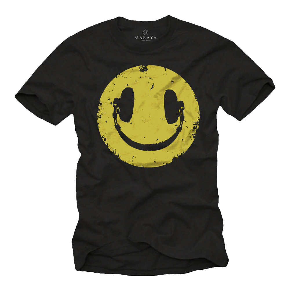 Hip Hop T-Shirt Herren Kopfhörer Smile