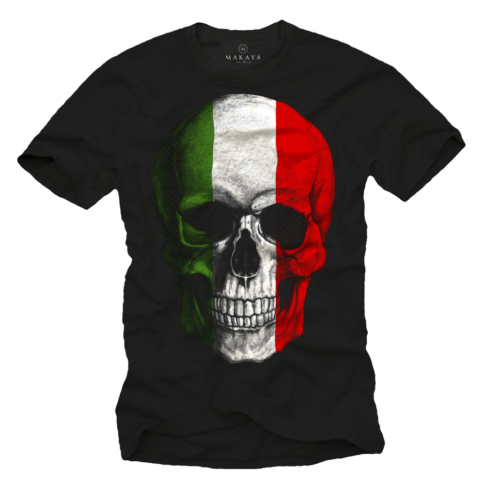 Herren T-Shirt mit Italien Flagge - Totenkopf