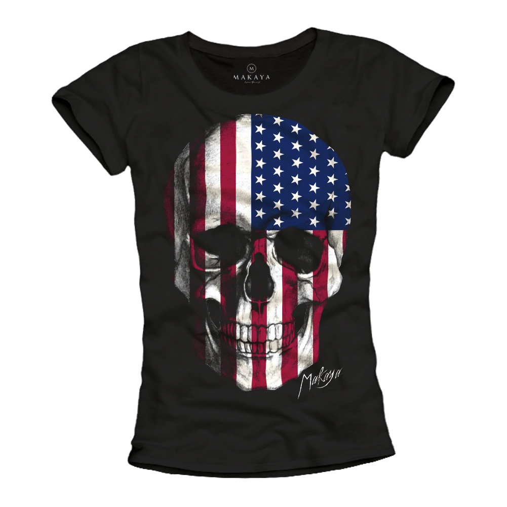 Womens T-Shirt - USA Skull