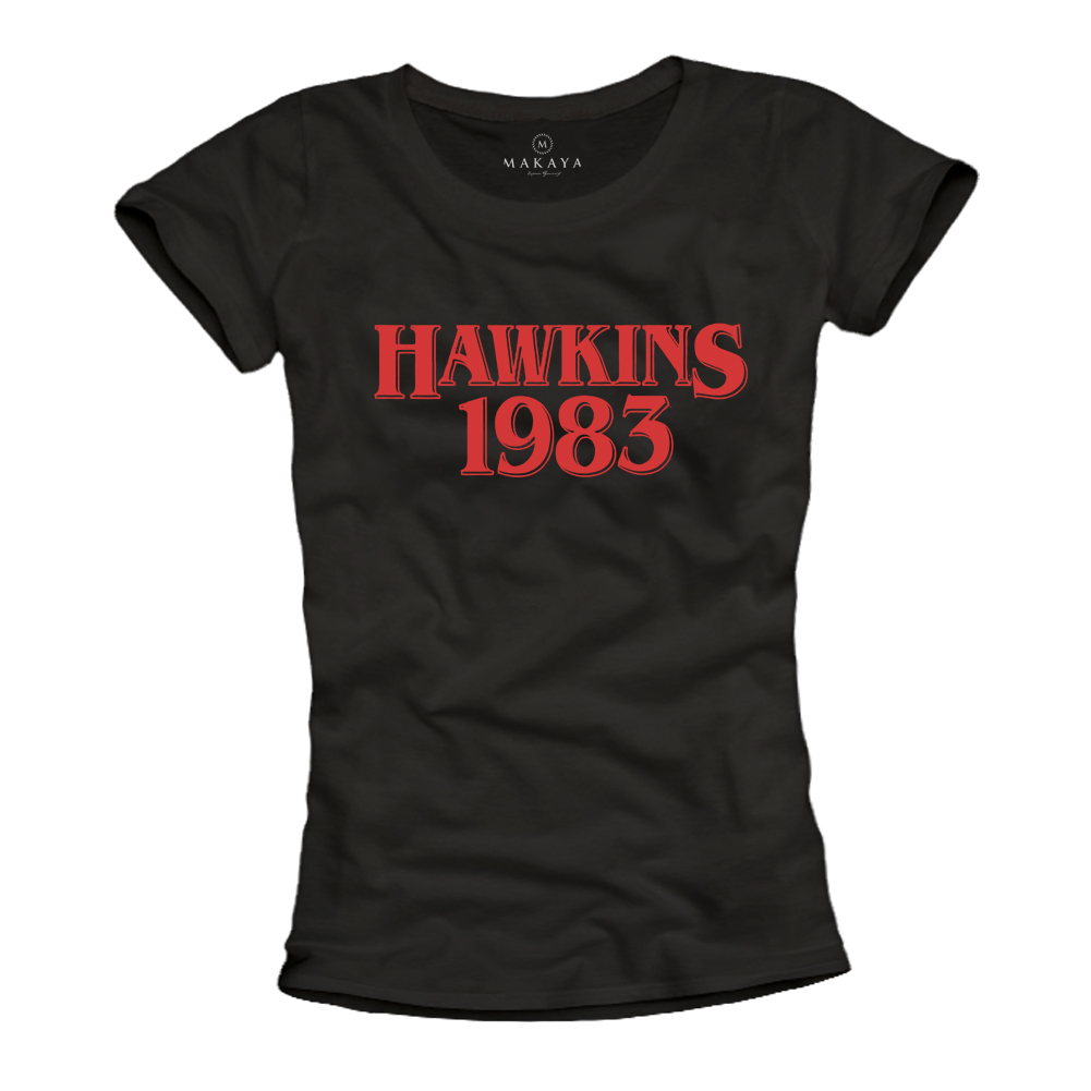 T-Shirt Womens Black Stranger Things Shirt Women Hawkins Middle School ...